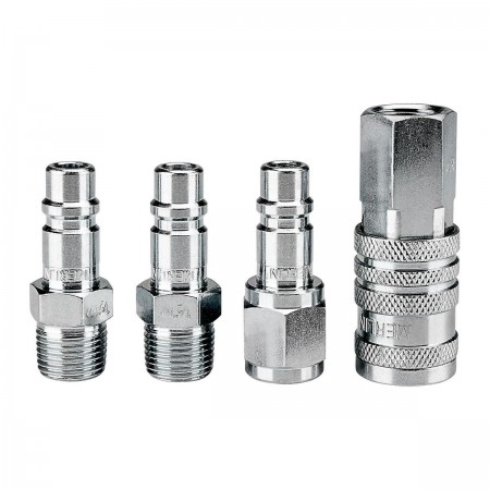 1/2 in. Steel Industrial Quick Coupler Set, 4 Pc.