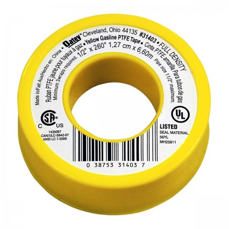 1/2 in. x 21-2/3 ft.  Yellow Gas Line PTFE Thread Seal Tape