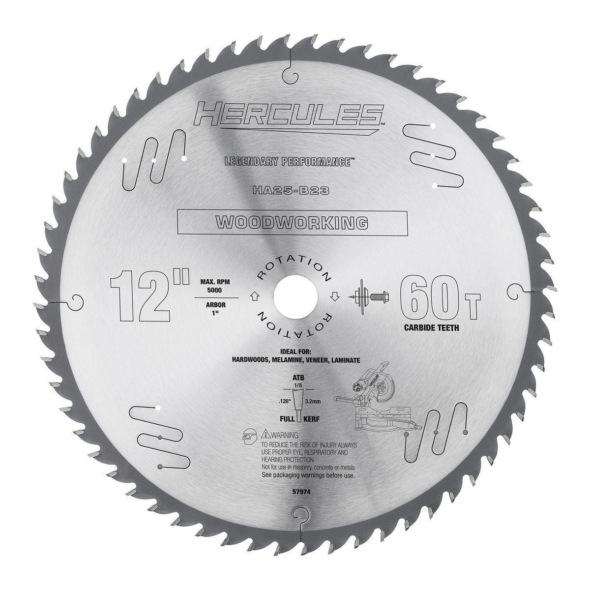 12 in. 60T Woodworking Full Kerf Circular Saw Blade