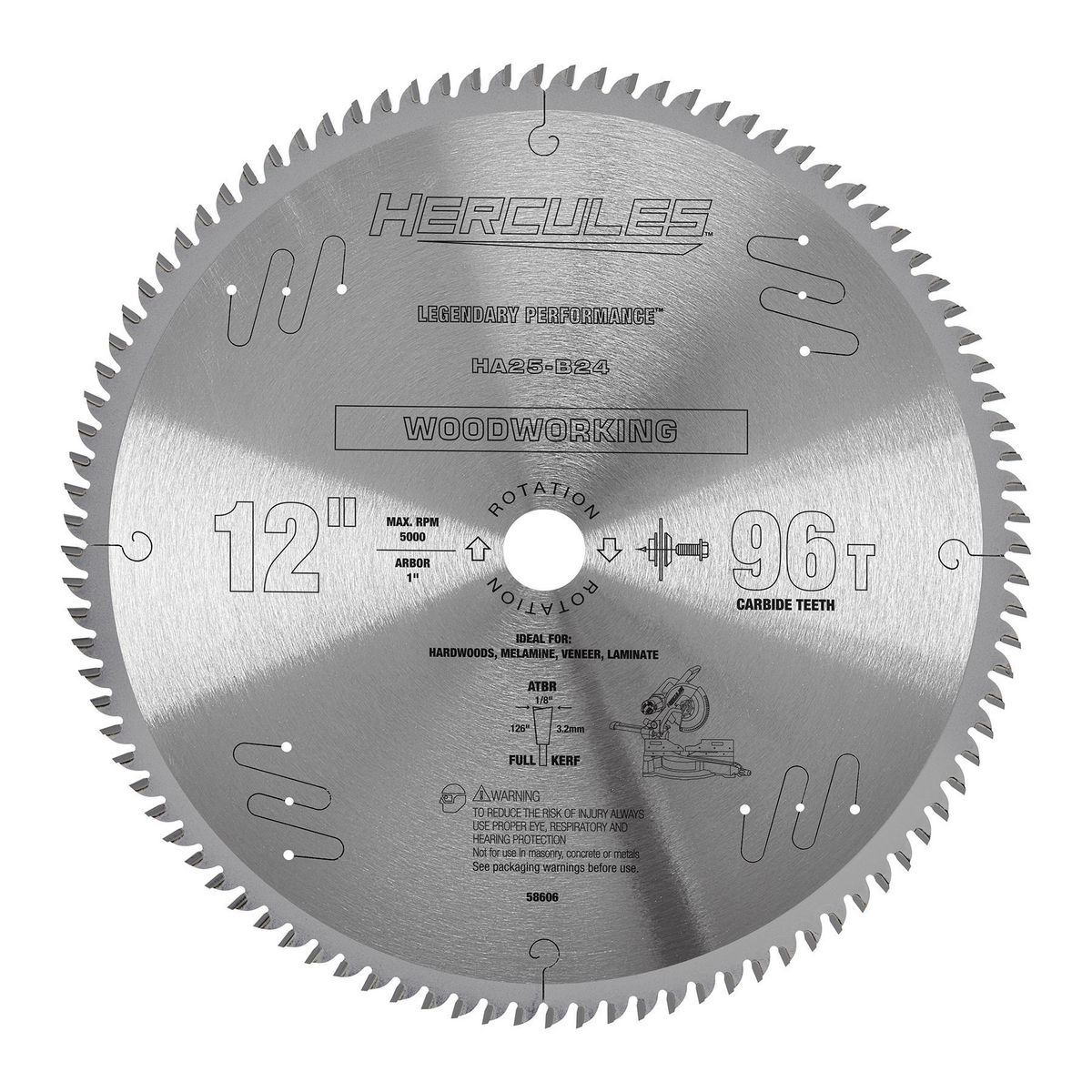 12 in., 96T Woodworking Miter Saw Blade