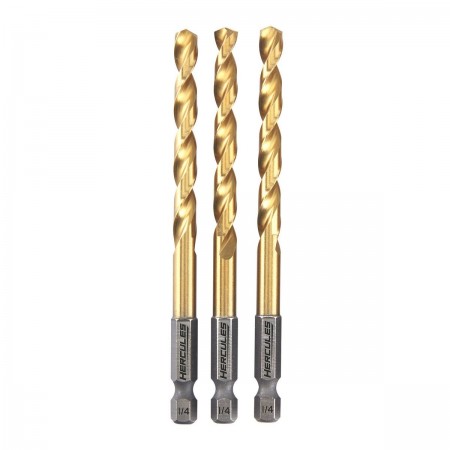 1/4 in. Impact Rated Hex Shank Titanium Drill Bit Set, 3 Piece