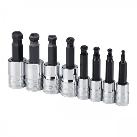 1/4 in. and 3/8 in.  Drive Metric Professional Ball Hex Socket Set, 8  Pc.