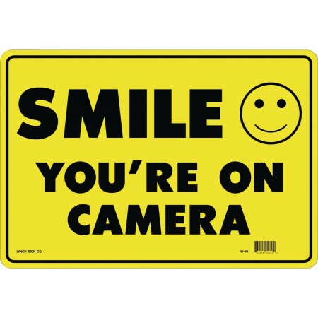 14 in.  x 10 in. Smile You're On Camera Sign