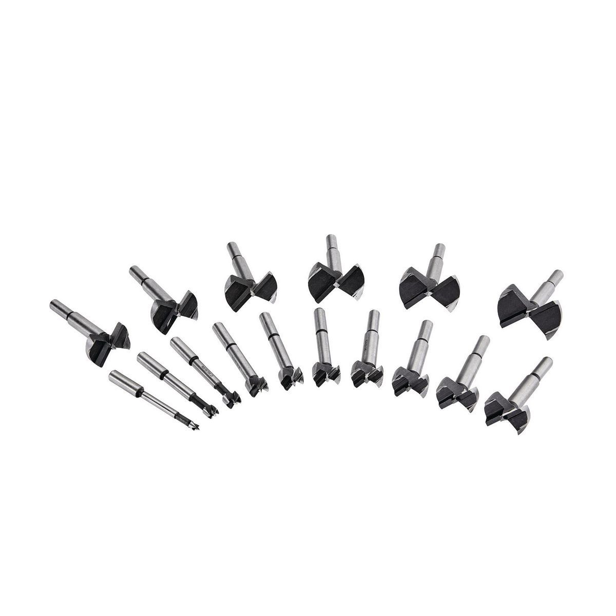 1/4 in. - 2-1/8 in. Forstner Drill Bit Set With 3/8 in. Shanks, 16 Piece