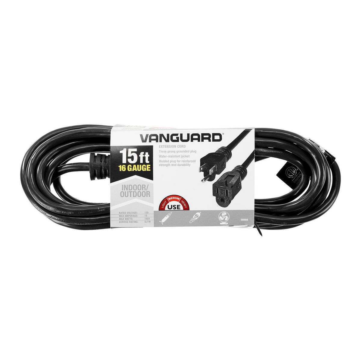 15 ft. x 16/3 Gauge Indoor/Outdoor Extension Cord, Black