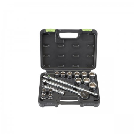 16 Pc 1/2 in. Drive Metric Socket Set