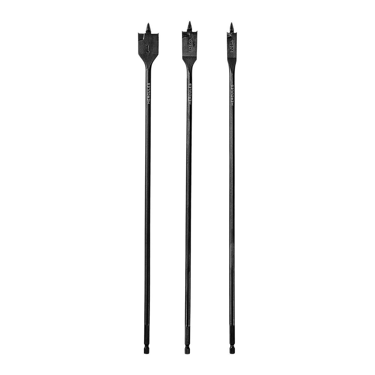 16 in. Long, 1/4 in. Hex Shank Spade Bits, 3-Piece