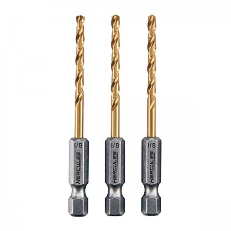 1/8 in. Impact Rated Hex Shank Titanium Drill Bit Set, 3 Piece