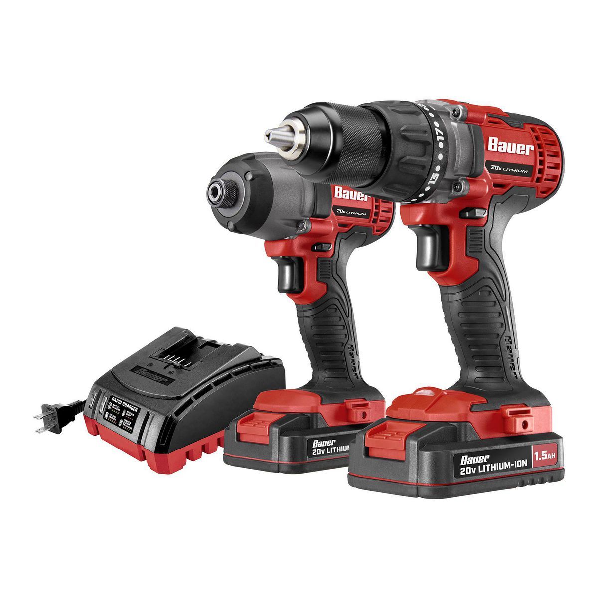 20V, 2-Tool Cordless Drill and Impact Driver Kit with (2) 1.5 Ah Batteries and Charger