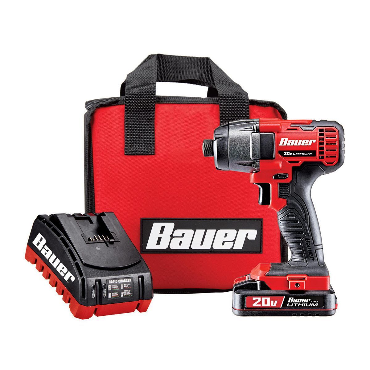 20V Cordless 1/4 in. Hex Compact Impact Driver Kit with 1.5Ah Battery, Rapid Charger, and Bag
