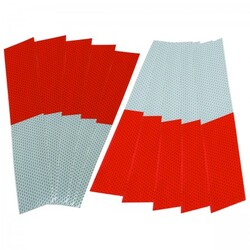 2 in. x 12 in. Red and White Reflective Strips, 10 Pk.