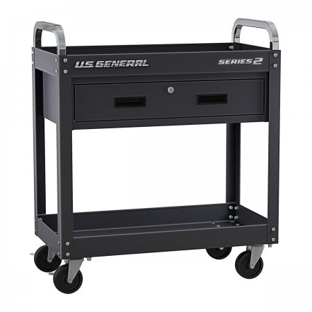 30 in. Service Cart with Drawer, Black