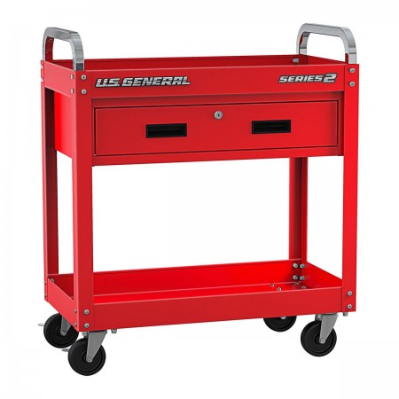 30 in. Service Cart with Drawer, Red