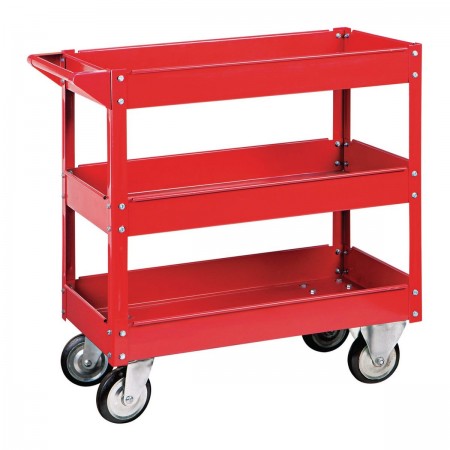 30 in. x 16 in. Three Shelf Steel Service Cart, Red