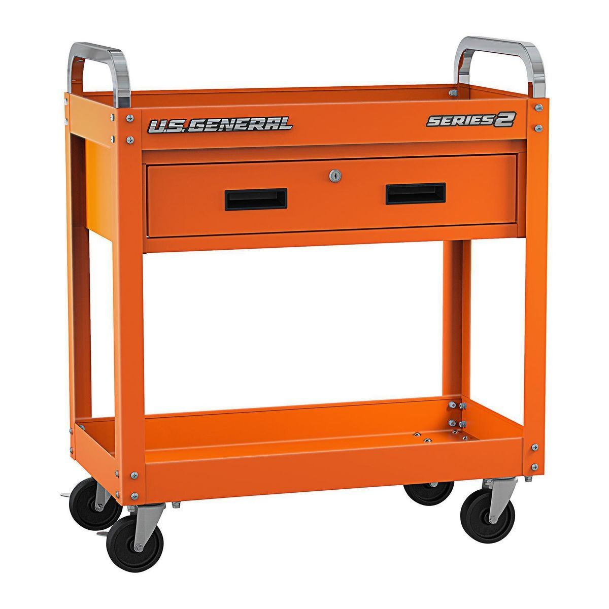 30 in. Service Cart with Drawer, Orange