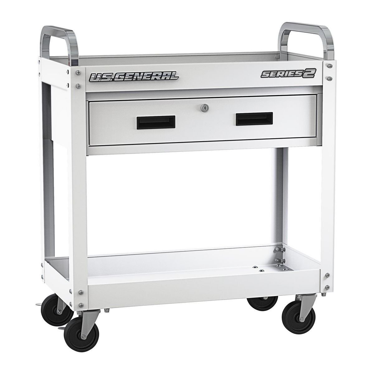 30 in. Service Cart with Drawer, White