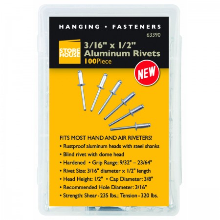 3/16 in. Aluminum Blind Rivet Set, 100 Pc.