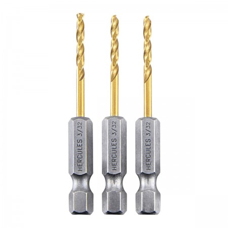 3/32 in. Impact Rated Hex Shank Titanium Drill Bit Set, 3 Piece