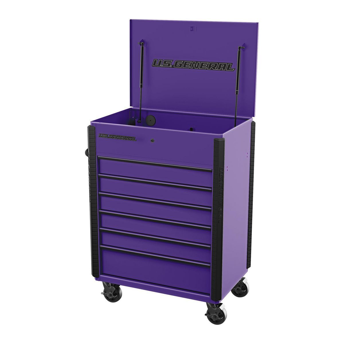 34 in. x 23 in., 6-Drawer, Full-Bank Service Cart, Purple