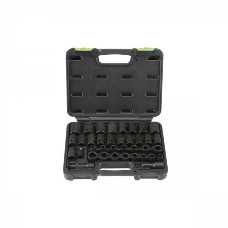 3/8 in., 1/2 in. Drive SAE & Metric Impact Socket Set, 37 Pc.