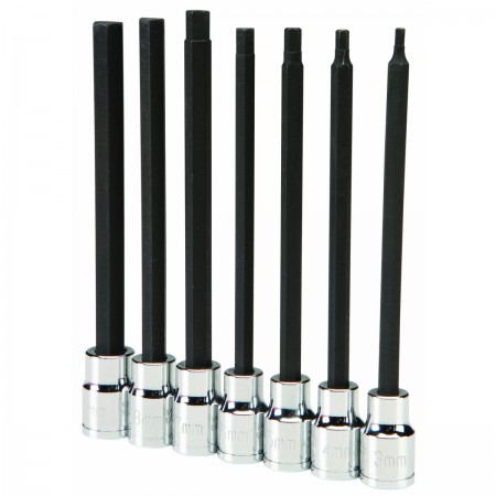 3/8 in. Drive Metric Long Reach Hex Bit Socket Set, 7 Pc.