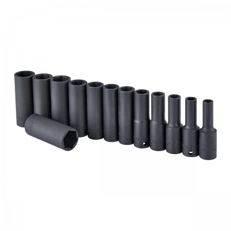 3/8 in.  Drive Metric Professional Deep Impact Socket Set, 13 Pc.