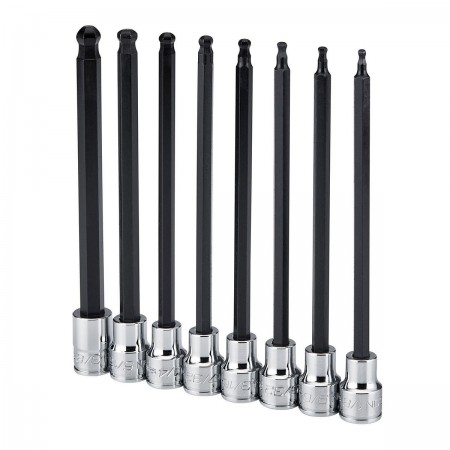 3/8 in.  Drive SAE  Professional Long Ball Hex Bit Socket Set, 8 Pc.