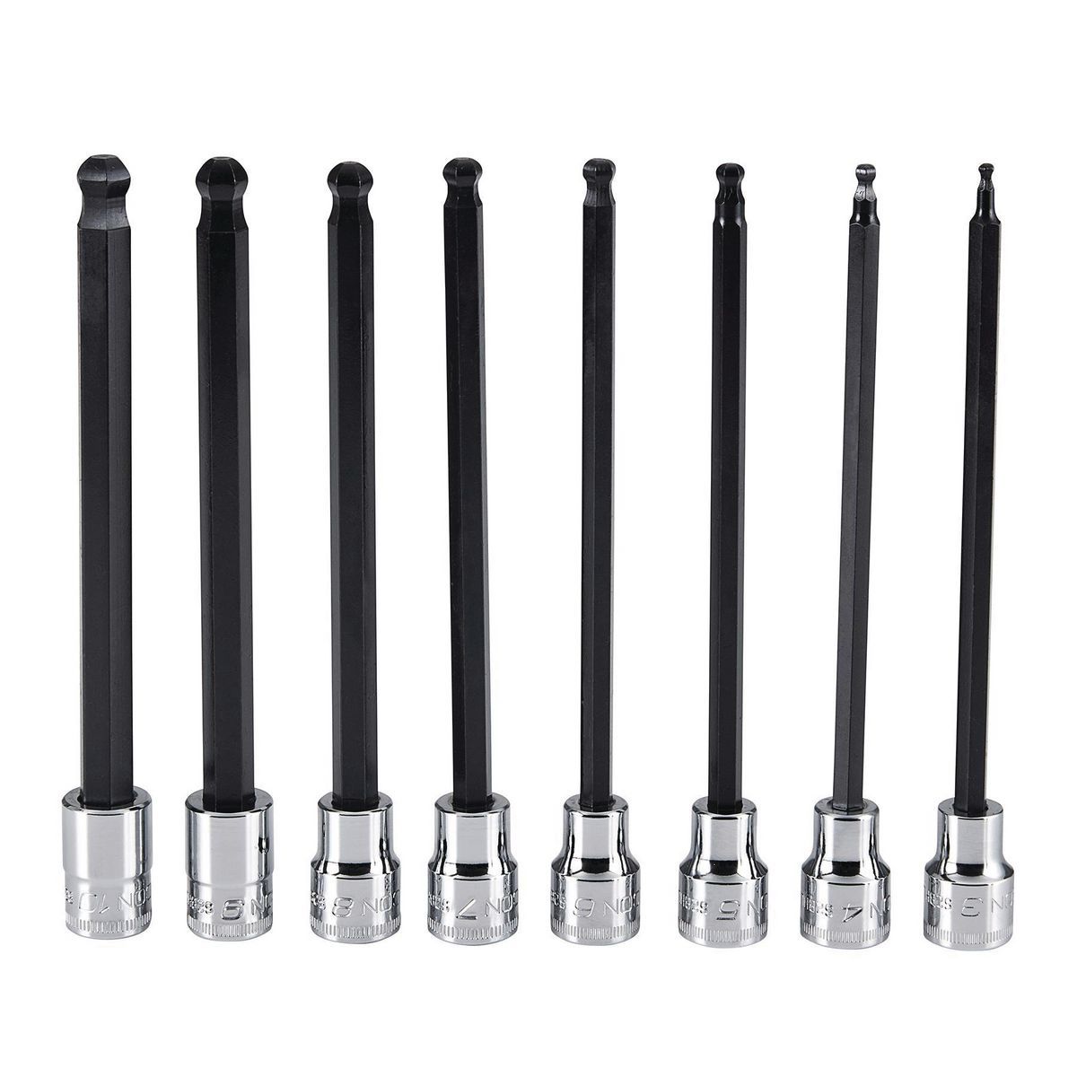 3/8 in. Drive Metric Professional Long Ball Hex Bit Socket Set, 8-Piece