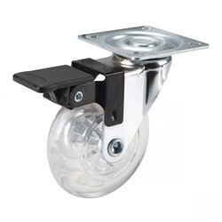 3 in. Clear Polyurethane Light Duty Swivel Caster with Brake