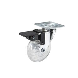 3 in. Clear Polyurethane Light Duty Swivel Caster with Brake