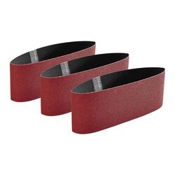 3 in. x 18 in., 120 Grit Sanding Belts with zirconia alumina Grain, 3 Pack