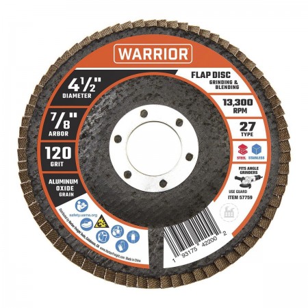 4-1/2 in. x 7/8 in. 120-Grit Type 27 Flap Disc with Fiberglass Backing and Aluminum oxide Grain