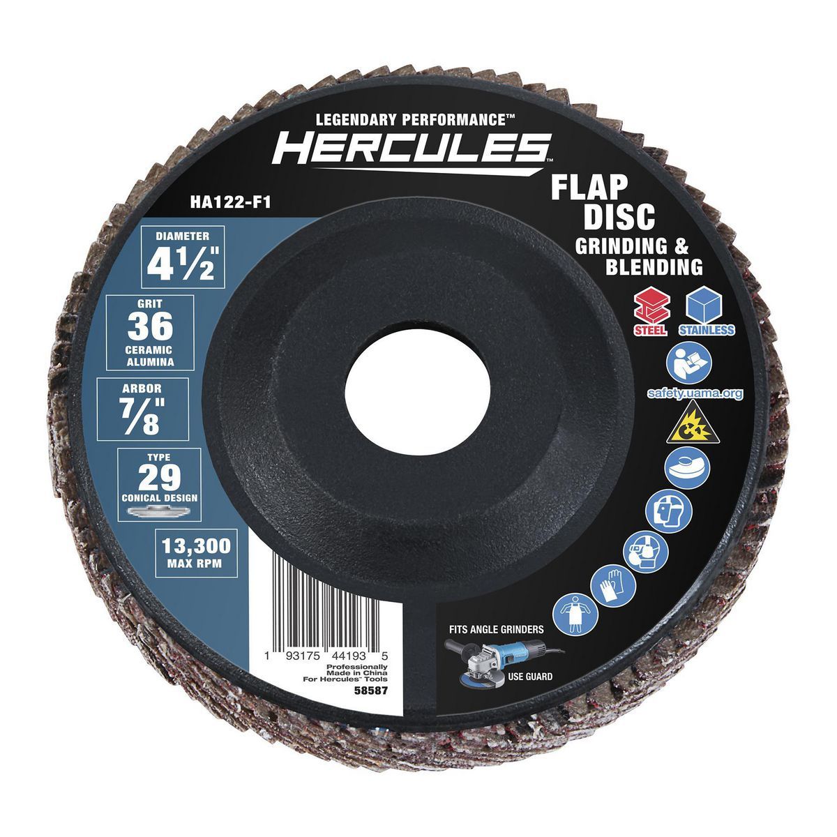 4-1/2 in. x 7/8 in. 36-Grit Type 29 Flap Disc with Plastic Backing and Ceramic Grain