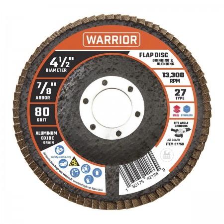 4-1/2 in. x 7/8 in. 80-Grit Type 27 Flap Disc with Fiberglass Backing and Aluminum Oxide Grain