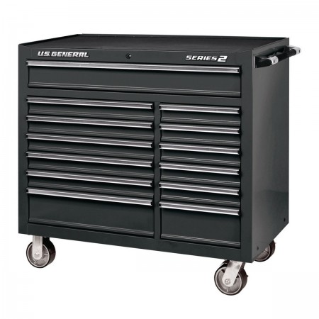 44 in. x 22 In. Double Bank Roller Cabinet, Black