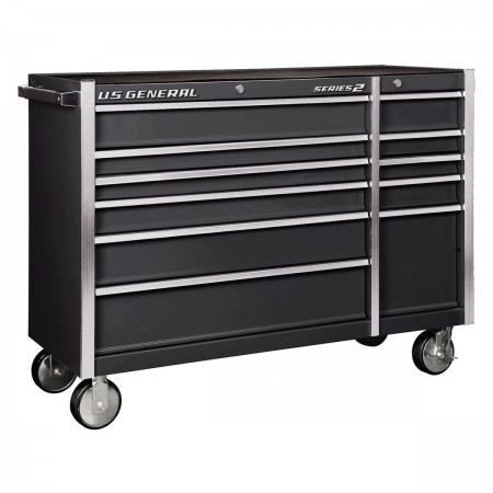 56 in. Double Bank Roller Cabinet, Black