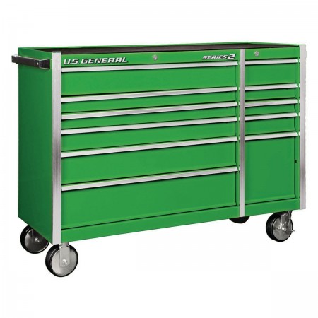 56 in. Double Bank Roller Cabinet, Green