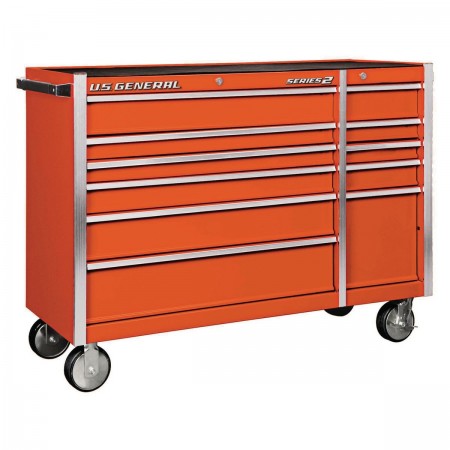 56 in. Double Bank Roller Cabinet, Orange