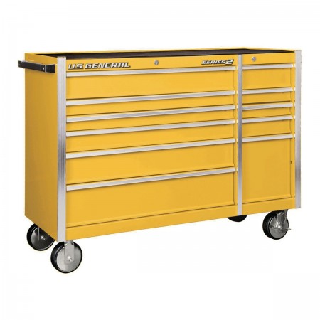 56 in. Double Bank Roller Cabinet, Yellow
