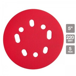 5 in. 220 Grit Hook and Loop Universal Pattern Sanding Discs, 5 Pk.