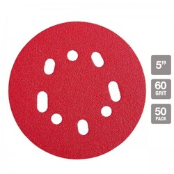 5 in. 60 Grit Hook and Loop Universal Pattern Sanding Discs, 50 Pk.