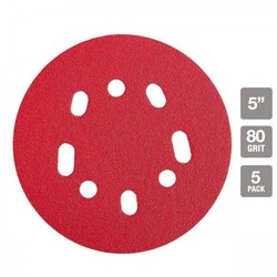 5 in. 80 Grit Hook and Loop Universal Pattern Sanding Discs, 5 Pk.