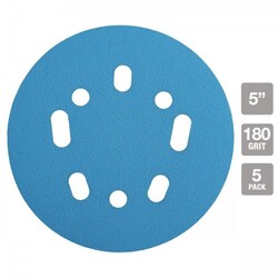 5 in.  180 Grit Hook and Loop Universal Pattern Sanding Disc, 5 Pk.