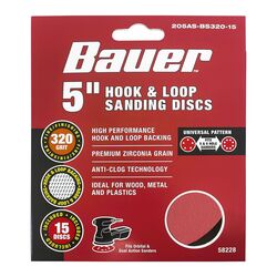 5 in., 320 Grit Hook and Loop Universal Pattern Sanding Discs, 15-Pack