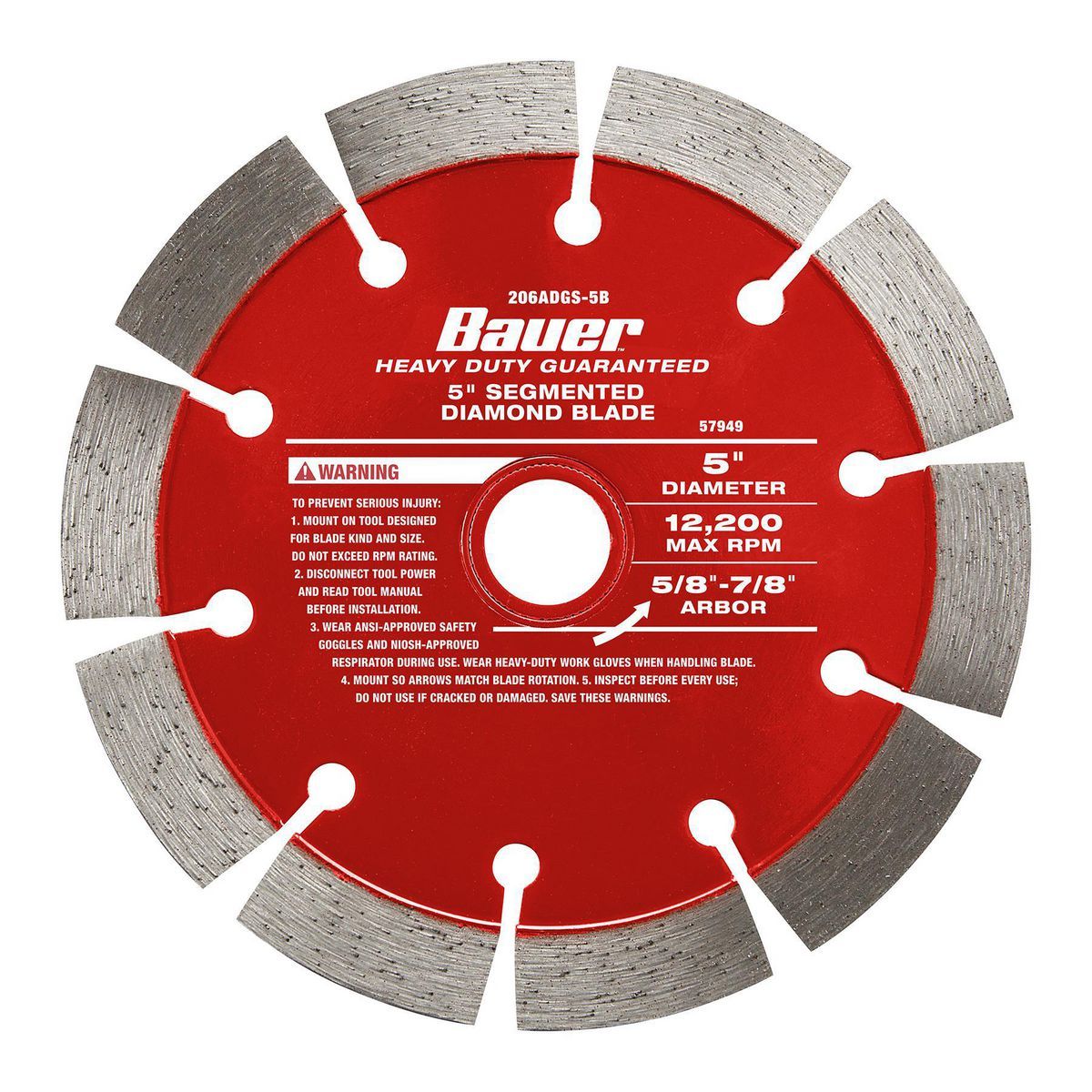 5 in. Segmented Rim Wet or Dry Cut Diamond Saw Blade