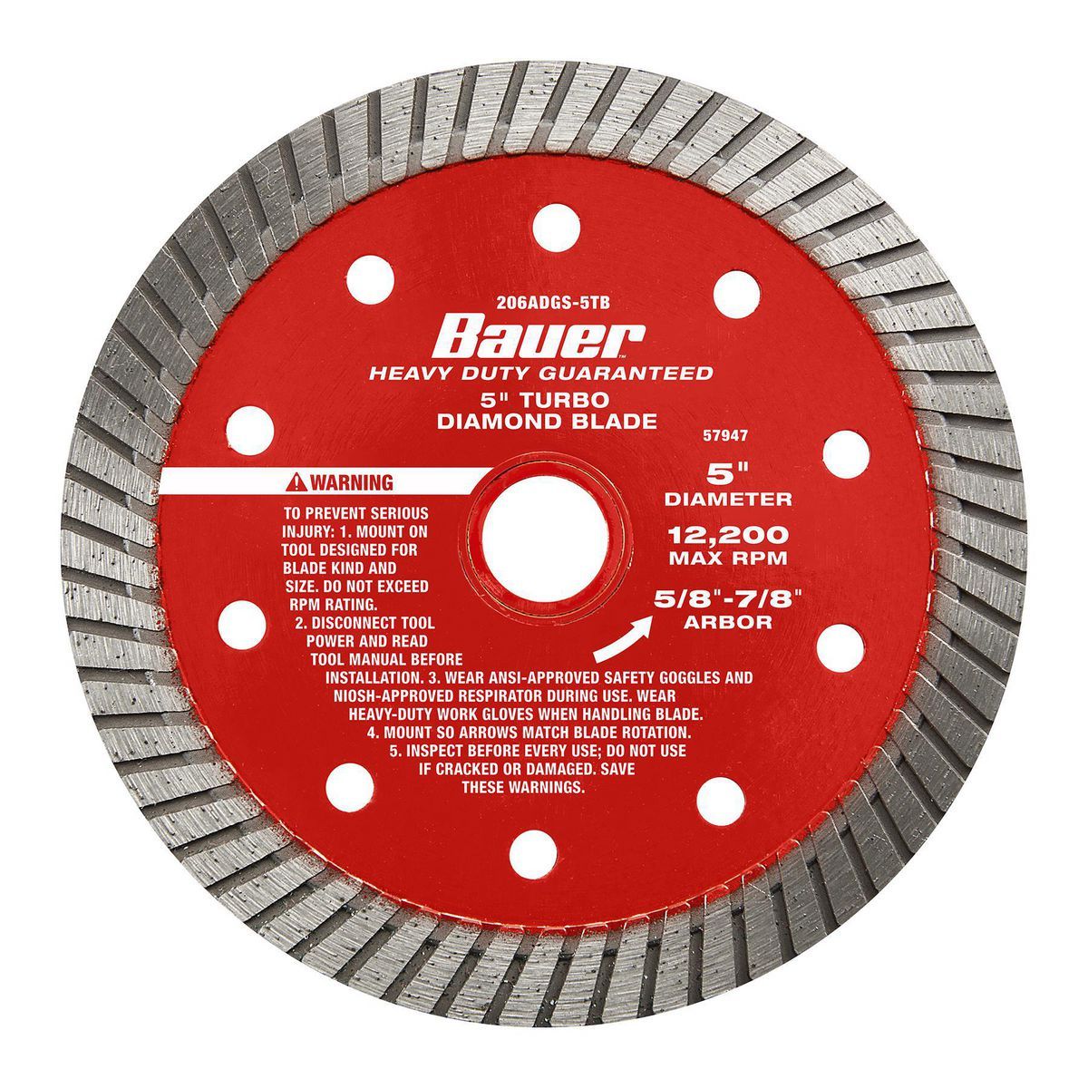 5 in. Turbo Rim Wet or Dry Cut Diamond Saw Blade