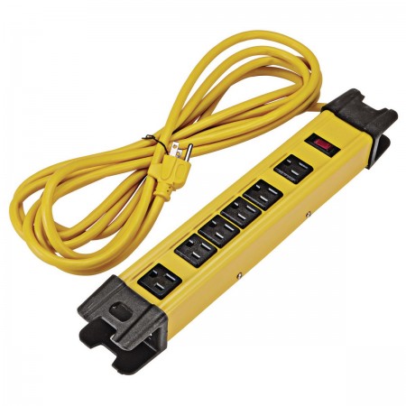 6 Outlet Power Strip with Metal Housing, Yellow