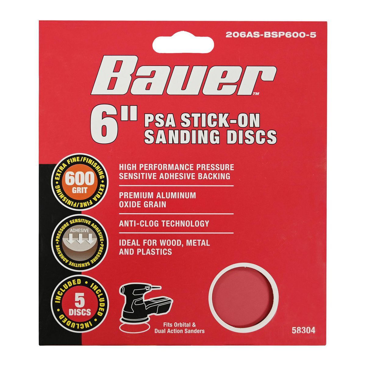 6 in. , 600 Grit PSA Sanding Discs, 5 Pk.