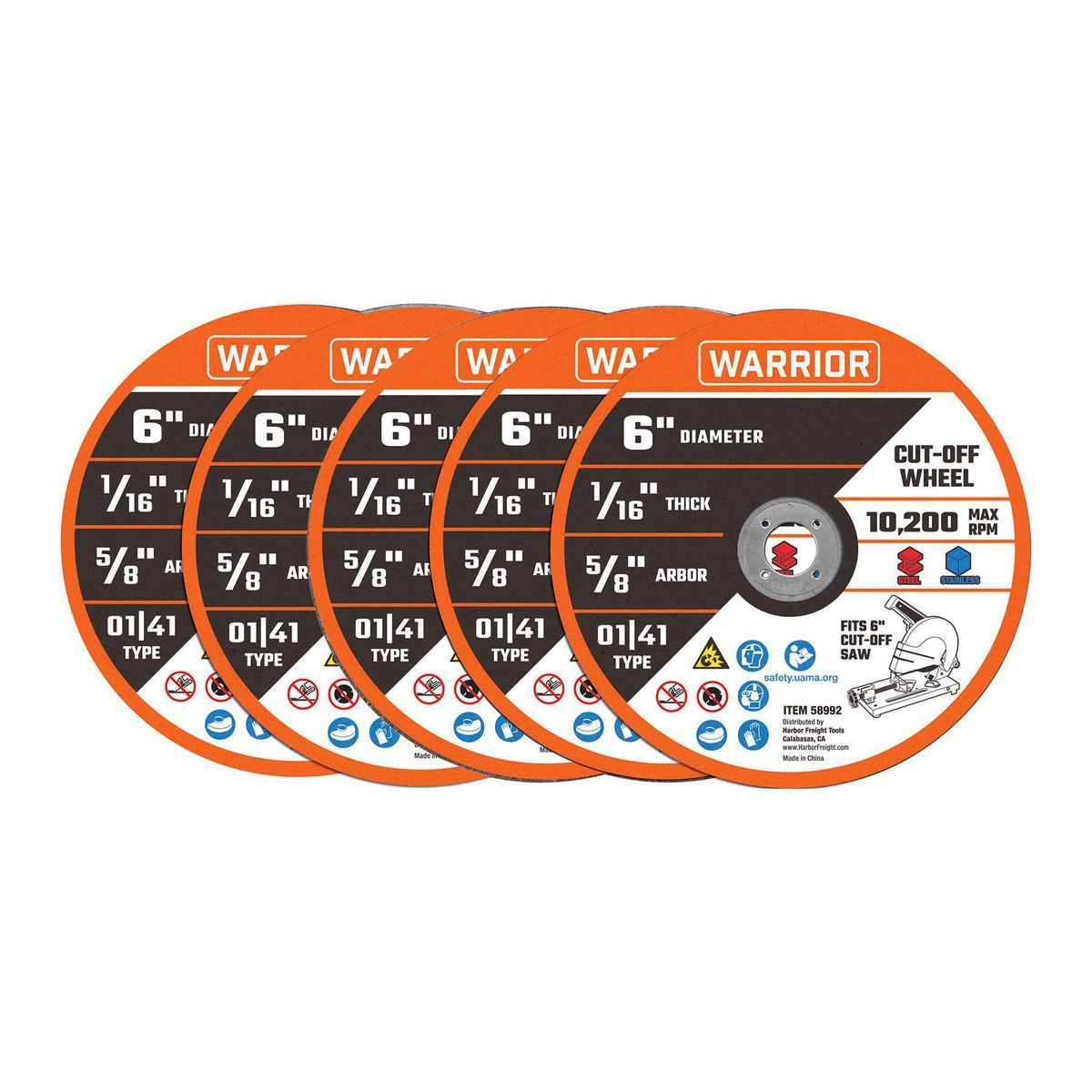 6 in. x 1/16 in. x 5/8 in. Type 01/41 Metal Cut-off Wheel 5 Pk.