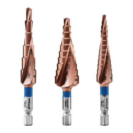 1/8 in. to 3/4 in. #1 Cobalt Step Drill Bit (13-Steps), #2 (6-Steps), and #3 (10-Steps)